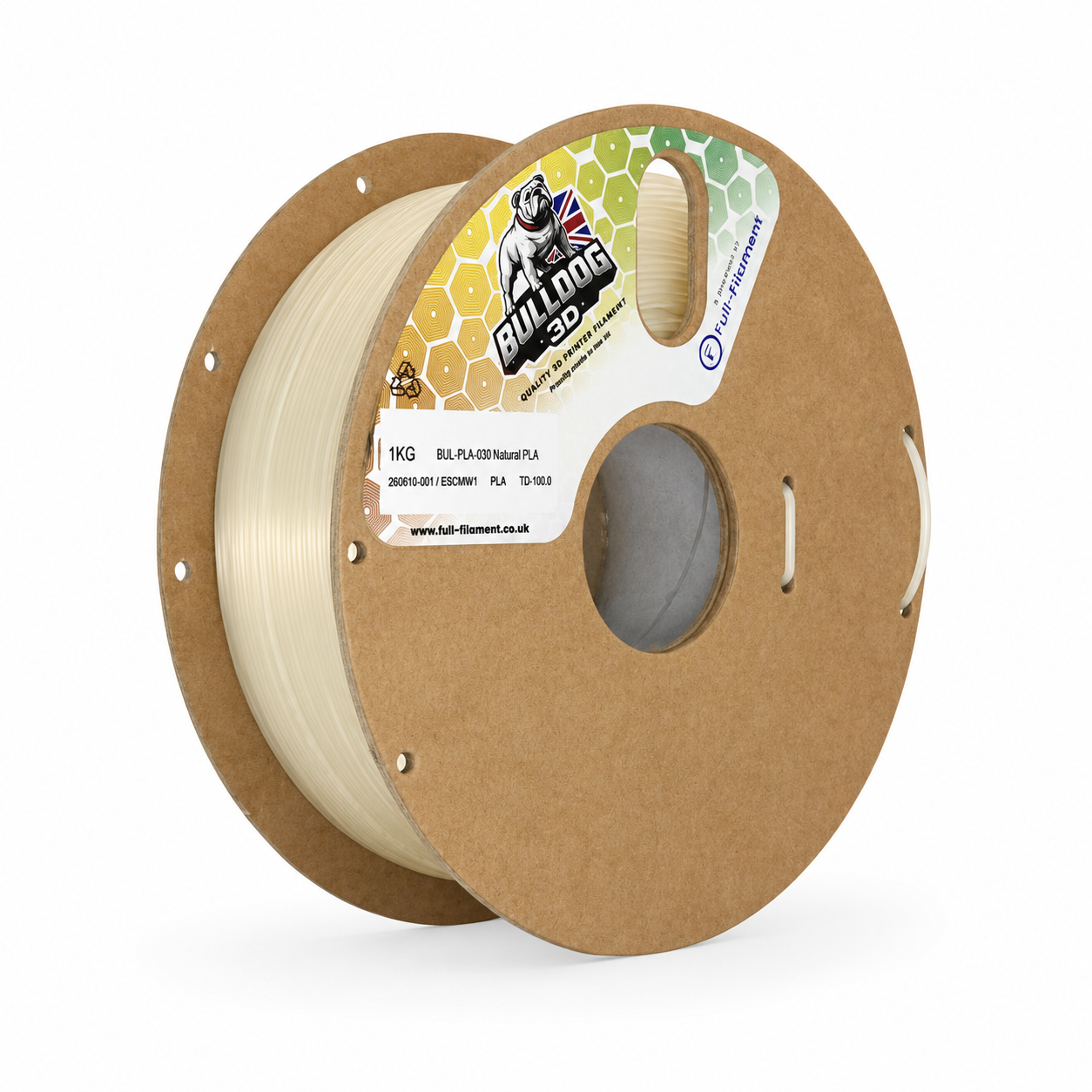 Bulldog-3D PLA Filament 1.75mm in Natural (Clear) - 1kg spool