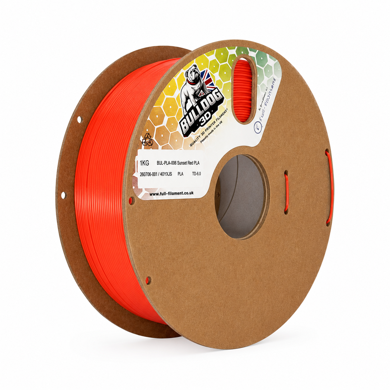 Bulldog-3D PLA Filament 1.75mm in Sunset Red - 1kg spool